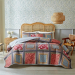 3tk Ultrahelipesu puuvillast tr&uuml;kitud pastoraalne tepitud voodikate Pehme hingav voodilina 2 tk padjap&uuml;&uuml;riga 3pcs set 176x230cm