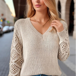 V-kaelusega sviiter, elegantne pikkade varrukatega kootud kampsun, naiste riided XL hall