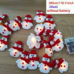 LED Snowman String Lights &ndash; patareitoitega plastikust valgusallikas, komplektis 1 (patareid ei kuulu komplekti) 20 Leds