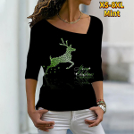 Naiste T-s&auml;rgi trikoo kampsun j&otilde;ulude p&otilde;hjap&otilde;dra s&auml;delev maalimine graafilise mustriga igap&auml;evane 3/4 pikkus varrukas V kaelus XS-8XL S