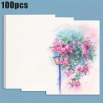 100 tk akvarellpaberit A4 happevaba paber, mis sobib suurep&auml;raselt enamiku niiske ja kuiva kandja jaoks, pakkumine algajatele kunstnikele ja professionaalidele 100pcs