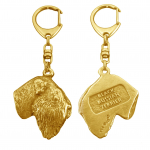 Black Russian Terrier, Chornyi Terrier - Gilded key ring with dog in gift box, handbag decoration, luxury accessory by Art-Dog brand