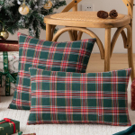 Pakis 2 j&otilde;ulupleedi dekoratiivset padjakatet &Scaron;oti tartanist padja&uuml;mbris talumajapuhkuse sisekujunduseks, 18 x 18 tolli 18X18 Inch-2pcs