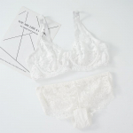 Naiste &Uuml;li&otilde;huke Pitsist Pesukomplekt Seksikas L&auml;bipaistev Pitsist Aluspesu Kaarikaartega Push-Up Rinnahoidja ja Madala V&ouml;&ouml;kohaga Stringid Mugav Pesukomplekt 34/75B valge