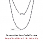 Solid 925 Sterling Silver 2,3/3,3 mm teemantl&otilde;ikega k&ouml;isketiga kaelakee naistele meestele Moodne kaelakett Ehted Sc29