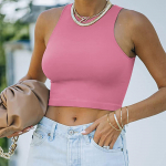 Naiste suvemood Seksikas &uuml;hev&auml;rviline mood varrukateta &uuml;markaelusega aluss&auml;rk T-s&auml;rgi topp XXL roosa