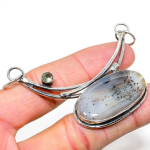 Natural Botswana Agate,Tsavorite Gemstone 925 Sterling Silver Pendant 2.48 l8a66