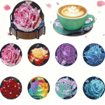 8 tk/komplekt teemantv&auml;rvitud roosialuseid koos hoidikuga DIY rannaalused algajatele ja t&auml;iskasvanutele, kunsti- ja k&auml;sit&ouml;&ouml;tarbed kingitused 8PCS/Set