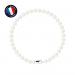 PERLINEA - Bracelet V&eacute;ritable Perle de Culture d'Eau Douce Ronde 5-6 mm Blanc Naturel - Or Blanc - Bijoux Femme