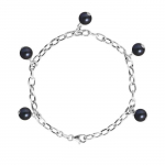 PERLINEA - CHARM'S k&auml;ev&otilde;ru - 5 ehtsat magevee kultiveeritud p&auml;rlit 7-8 mm must Tahiti - 925 sterling h&otilde;be - naiste ehted