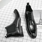 Vintage krokodillimustriga ehtsast nahast saapad Meeste Chelsea saapad Br&auml;ndi Moedisaineri pahkluusaapad meestele mootorrattasaapad 38