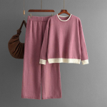 S&uuml;gistalv Lazy Wind lahtine O-kaelusega pullover kampsun, naiste &uuml;hev&auml;rviline pikkade varrukatega kootud laia s&auml;&auml;rega p&uuml;ksid, kaheosaline komplekt One Size aprikoosi