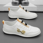 Moodne PARZIVAL Uued Meeste Mood Vabaaja Totem Nahast Kingad Libisemiskindlad Vulkaniseeritud Spordijalatsid Mugavad Madalad Slip-on Vabaajajalatsid 39 valge