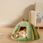Cute Pumpkin Cave Bed, Cat Pad Dog Bed with Removable Pillows for Small to Medium Dogs and Cats S