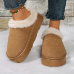 Suede Talve Soojad Sussid Kvaliteetsed Naiste Vabaaja Jalan&otilde;ud Karusnahast Slingback L&uuml;hikesed Saapad Platvorm Puuvill Lumekingad Mujer Zapatos 36-37 beež