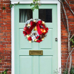 30 cm Christmas Wreath Front Door Balls Ornament, Wall Hanging roosa