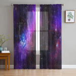 Sinine taevas Valged pilved rohumaa t&uuml;ll aken kardinad elutuba organza l&auml;bipaistev voile kardin Magamistuba k&ouml;&ouml;k Kodukaunistus kardin W135 x H115cm x1&Rod Pocket