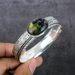 Multi Labradorite Gemstone 925 Sterling Silver Cuff Bangle Adjustable n7p85