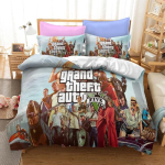 3D koomiksim&auml;ng Grand Theft automaatne tekikott padjakattega voodipesukomplekt, kaheinimesevoodi, kaheinimesevoodi, T&auml;ielik Queen-voodi komplekt Toa sisekujundus 70x133cm 2pcs