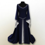 Naiste Faahion Flare varrukatega O-kaelusega keskaegne peokleit Suures suuruses Witch Pixes Dark Kleit Maagiline Cosplay Kleit Suures Suuruses Renaissance Kleit XXL sinine