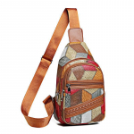 Moodne naiste mitmek&uuml;lgne &otilde;lakott ja rinnakott &ndash; stiilne kontrastsest nahast v&auml;ike seljakott pruun