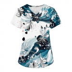 Naiste moodsad V-kaelusega l&uuml;hikeste varrukatega t&ouml;&ouml;r&otilde;ivad, taskutega, tr&uuml;kitud topid XXL roosa