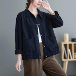 Naiste vabaaja l&uuml;hikesed joped S&uuml;gises vintage stiilis &uuml;hev&auml;rvilised T&auml;ielikult sobivad lahtised naiste puuvillased &uuml;ler&otilde;ivad mantlid S