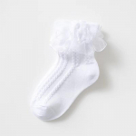 1paar/partii volang beebit&uuml;drukutele sokkidele, t&uuml;drukutele, satsidega pitsiga Tutu sokid puuvillased lapsed tantsuprintsess lilled tugevad pahkluu sokid S valge