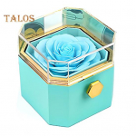 R&otilde;ngas ehtekarp konserveeritud roosilillega sahtli disainiga Kaasaskantav ehete organiseerija Forever Flowers Rose Kingitused emadep&auml;evaks s&otilde;brap&auml;evaks punane