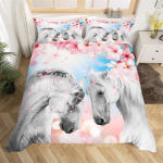 Hobuse tekkikott Taluloomade voodipesukomplekt lastele t&uuml;drukutele mikrokiud kevadine loodus lilleline tekikate l&auml;&auml;ne kauboi voodipesu EU single(135x200cm) gray