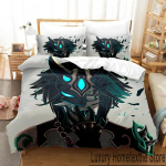 3D Genshin Impact Xiao Anime Voodipesukomplekt Tekikott Voodikomplekt Tekikott Padjap&uuml;&uuml;r Tekk kuningas Queen suurus Poisid T&auml;iskasvanud Voodipesu EU Single 135x200cm