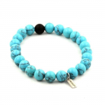 Bracelet - ABIJOUX - Perles Turquoise + Onyx noir mat - 8 mm - Longueur 19-20 cm - Mixte