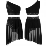 Laste T&uuml;drukute 2-osaline L&auml;ikiv L&auml;bikumav V&otilde;rk Croptop Seelikuga L&uuml;riline Tantsukleit Ballisaali Kost&uuml;&uuml;m 15-16 Years must