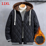 Meeste talve lahtised soojad plusssuurused 11XL jakid polsterdatud parkiga paksendatud puuvillast jakid meeste kapuutsiga mantel 10XL