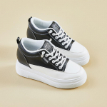 Naiste massiivsed platvormtennised, vabaaja libisemiskindlad jalutuskingad, mugavad PU-nahast tennised, naiste paeltega kerged spordijalatsid 35 valge