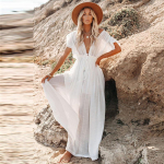 Euroopa ja Ameerika bambusest seljaosata rannakleit v&ouml;&ouml;kohas paelaga - 10 v&auml;rvi One Size valge