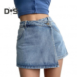 Naiste k&otilde;rge v&ouml;&ouml;kohaga teksap&uuml;ksid retrodisainiga, slim fit, &uuml;hev&auml;rvilised, kaheosalise v&auml;limusega seelikp&uuml;ksid, pidulik vabaajariietus XL sinine