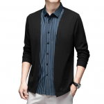 Meeste s&auml;rk v&otilde;lts kaheosaline kardigan, alla keeratav krae, &uuml;herealine triibuline pikkade varrukatega, v&auml;rviga sobiv kootud pidulik &auml;ristiilis topp 3XL sinine