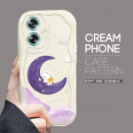 Armas koomiksimustriga kreemjas tekstuuriga korpus, lainelise servaga pehme silikoonkaanega telefoni&uuml;mbris OPPO Reno Realme jaoks Realme Narzo 50A Prime valge