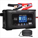 P20 15A/20A/25A/35A Autolaadija 12V 24V Nutikas laadija pliiakudele PB AGM LiFePO4 aku Automaatne mootorrattalaadija UK Plug must