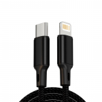 Punutud PD kiirlaadimiskaabel iPhone 14/14 Pro jaoks - saadaval pikkustes 0,3 m, 1 m ja 2 m Black Unpacked