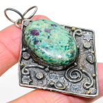 Ruby in Fuchsite Ethnic Handmade 925 Sterling Silver Jewelry Pendant 2.68 t9c03