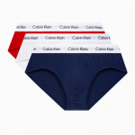 Calvin Klein Kirjaliku Logoga Mugavad Kolmnurksed Alusp&uuml;ksid 3-pakk Meeste Alusp&uuml;ksid Punane Valge Sinine U2661-I03 S
