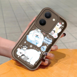 Pehme silikoonist ruudukujulise redeli mustriga telefoni&uuml;mbris, t&auml;ielikult kattev, kaamera p&otilde;rutuskindel kaitse, kummist &uuml;mbris Vivole Vivo V27 Pro 5G pruun