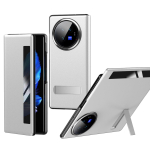 For vivo X Fold3 Magnetic Phone Case View Window PU Leather+PC Cover with Hidden Kickstand White