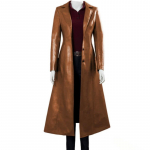 Jakk Pikk Naiste R&otilde;ivad T&auml;navamood &Uuml;hev&auml;rviline Steampunk Gooti Rev&auml;&auml;riga Biker Jakk Naine PU Trench Coat XXXXXL pruun