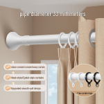 Rooma Puurimiseta Teleskoopiline Kardina- ja Riiete Kuivatuspuu &Uuml;he Kinnitusega Telescopic: 3.1-4.0m [Includes 20 Rings]