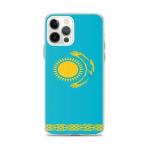 Coque iPhone &ndash; mitmev&auml;rviline &ndash; Drapeau Kasahstan &ndash; Souple &ndash; &uuml;hilduv iPhone 12 Pro Max &ndash; vertikaalne