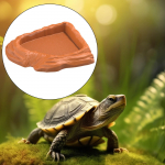 corner Terrarium Bowl Reptile Feeding Dish, Decorative Turtle Water Bathing Pool for