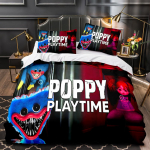 Poppy Playtime Digitaaltr&uuml;kk 3D Kolmem&otilde;&otilde;tmeline Kolmeosaline Komplekt Krevettnahast Tekikott Padjap&uuml;&uuml;r 90 * 200 two-piece set